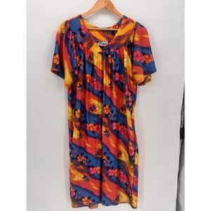 Anthony Richards Womens Nightgown Large Neon  Floral  Grannycore Indie Hawaii